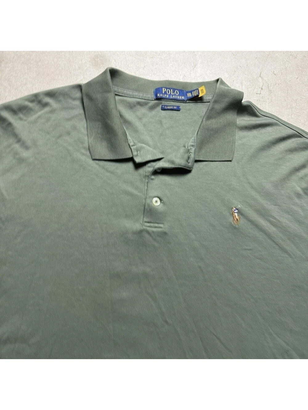 Polo Ralph Lauren Green XXL Polo Shirt Flesh Pony Soft Cotton Essential
